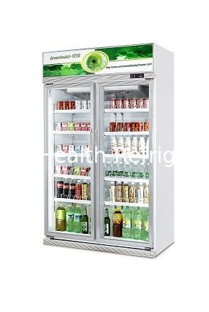 CE التجارية المشروبات برودة اثنين من الزجاج باب الثلاجة الفريزر عرض معرض