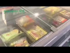 أعلى الباب الزجاجي المنزلق المحمول العميق الصدر الفريزر عرض درجة حرارة الجزيرة الفريزر