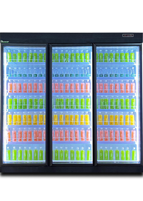 باب زجاجي عالي الشفافية أعلى مبردات مشروبات تجارية مسطحة لمتجر