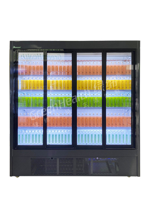 تشغيل صامت ثلاجة باب زجاجي متعدد الطوابق ثلاجة عرض تجارية للمشروبات