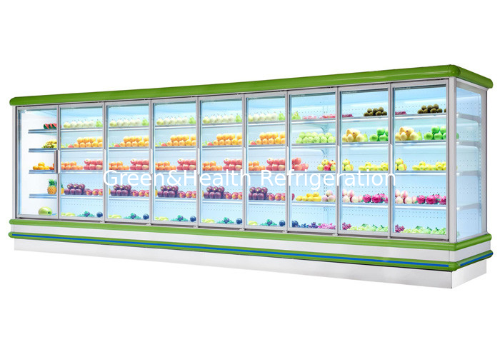 سوبر ماركت الخضروات الفاكهة الباب الزجاجي البضائع الثلاجة المعرض الثلاجة