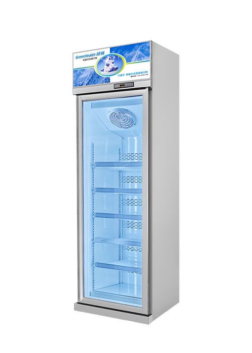 الصحة الخضراء الزجاج الشفاف التجاري الفضة عاكس الثلاجة العلوية الثلاجة
