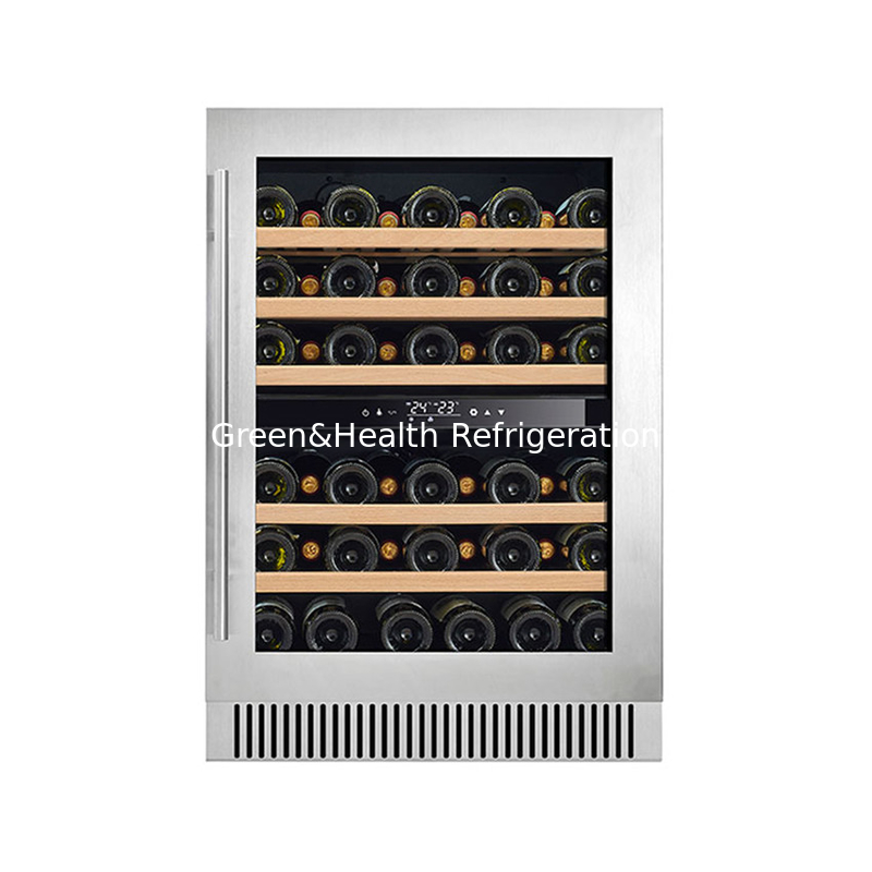 LD-60D R600a 150L ثلاجة عرض النبيذ مزدوجة المنطقة لتخزين النبيذ