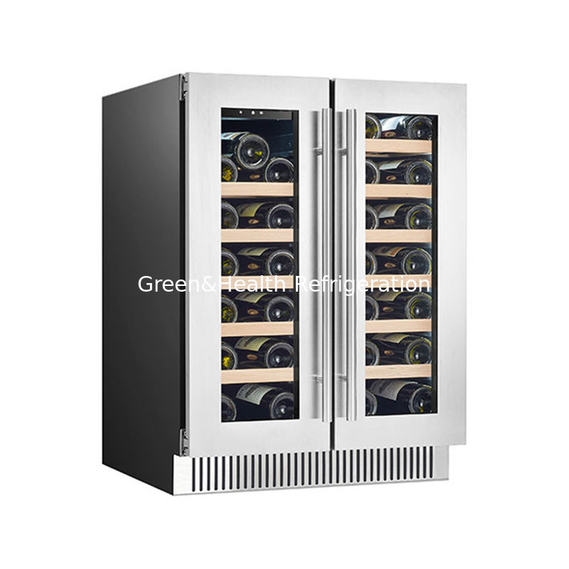 شهادة ETL الموضة المنطقة المزدوجة SS باب الزجاج المزدوج بارد النبيذ الأحمر مع 180L 68 زجاجات