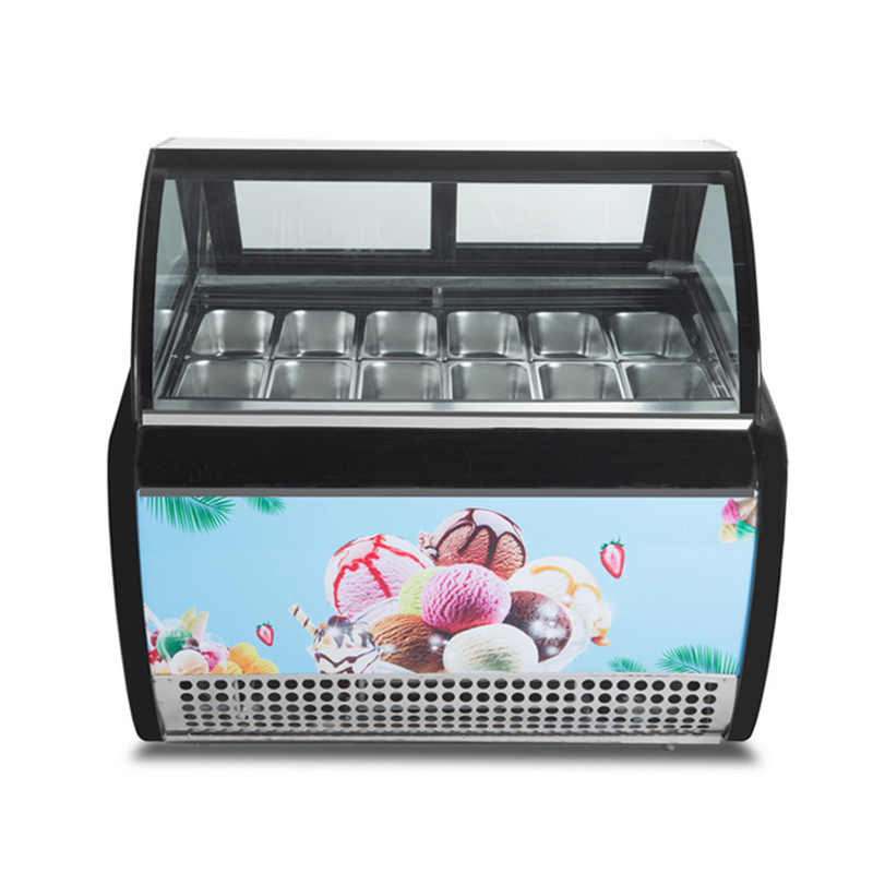 عرض Green Health 12 Pan Ice Cream Freezer لمتجر الوجبات الخفيفة CE Rohs