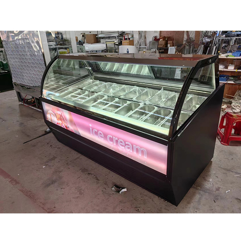 عرض Green Health 12 Pan Ice Cream Freezer لمتجر الوجبات الخفيفة CE Rohs