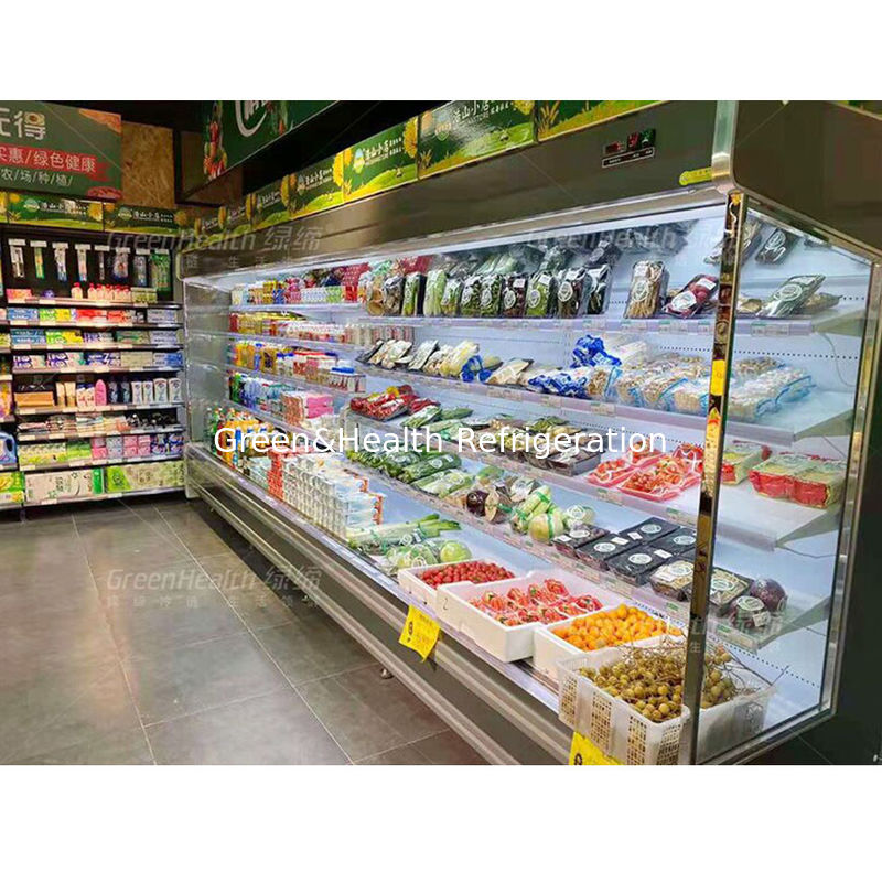 المبرد المفتوح متعدد الطوابق التجاري مع 4 رفوف 5 أماكن عرض إضاءة LED و R22 المبرد