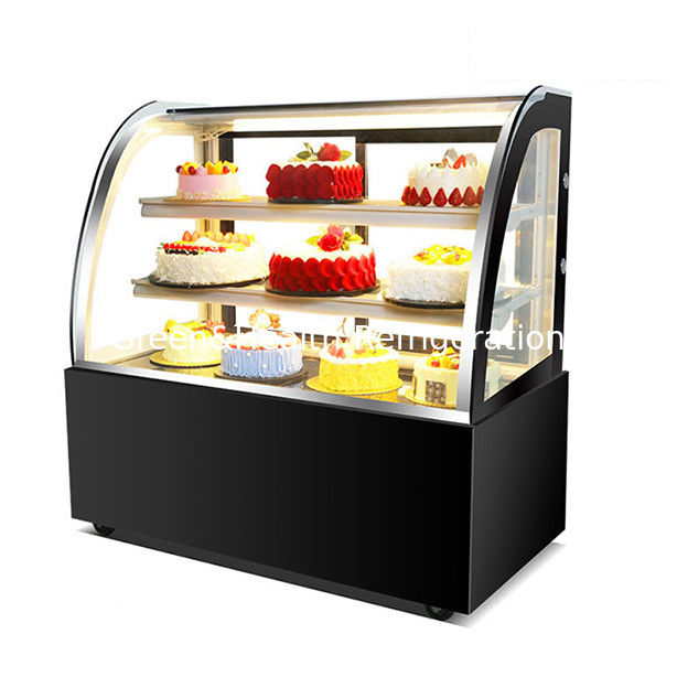 ثلاجة عرض الكعك من الزجاج المقاوم للصدأ مع رفوف متعددة للاستخدام التجاري