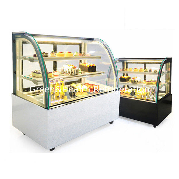 ثلاجة عرض الكعك من الزجاج المقاوم للصدأ مع رفوف متعددة للاستخدام التجاري