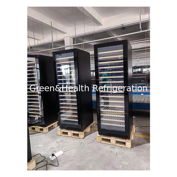 مبرد نبيذ مزدوج المنطقة مع أرفف خشب الزان وسعة 316 زجاجة للاستخدام التجاري