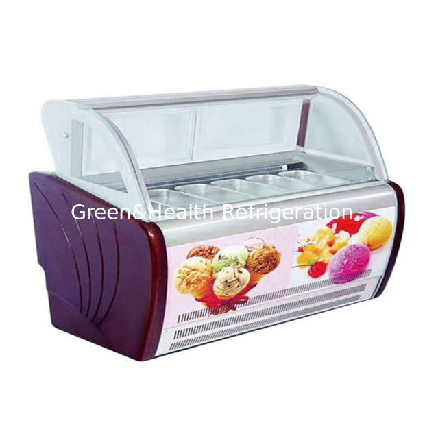 فريزر عرض آيس كريم تجاري مع ثرموستات قابل للتعديل، أوعية من الفولاذ المقاوم للصدأ، ومبرد R404a