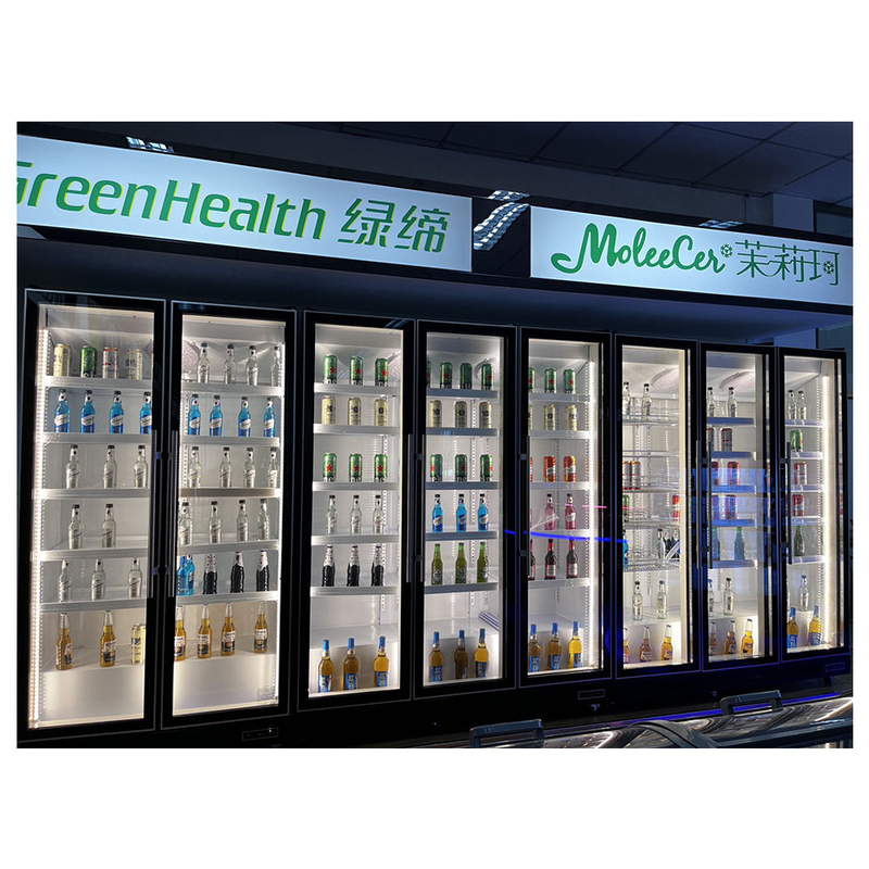 سوبر ماركت تجاري باب زجاجي مزدوج أضواء LED قابلة للتعديل