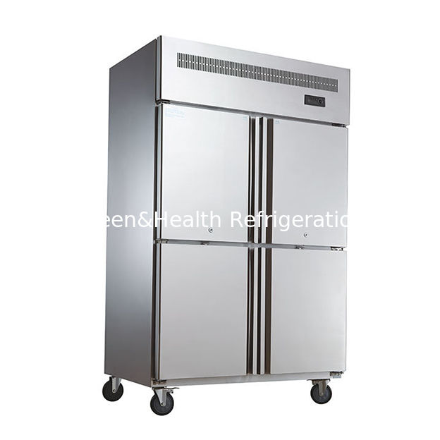 مجمد مطبخ عمودي من الفولاذ المقاوم للصدأ تجاري بطول 1480mm ومحرك مروحة التبريد الديناميكي