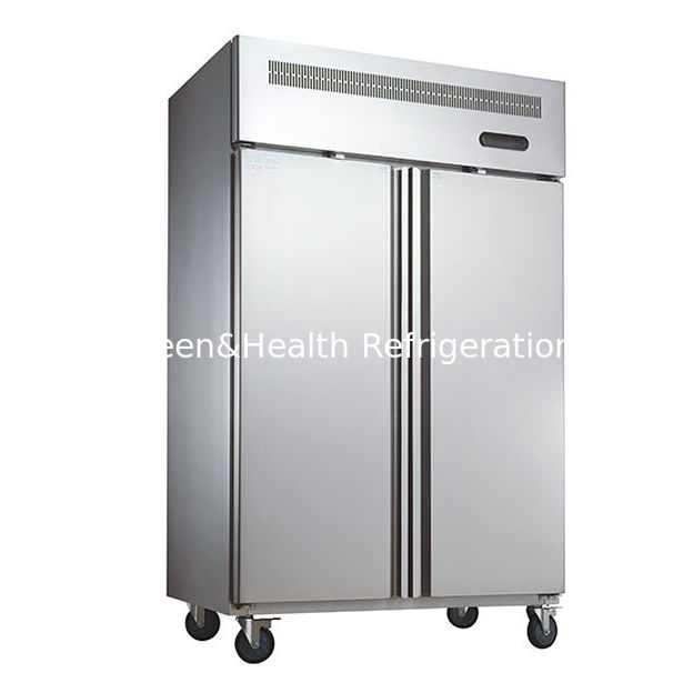 مجمد مطبخ عمودي من الفولاذ المقاوم للصدأ تجاري بطول 1480mm ومحرك مروحة التبريد الديناميكي