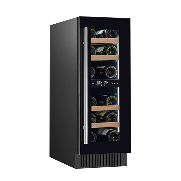 شهادة ETL أبواب واحدة عمودية 18 زجاجة النبيذ الأحمر التخزين المبرد عرض التجميد