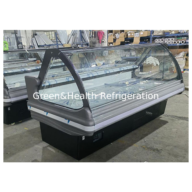 رفع الزجاج الهيكل الفولاذ المقاوم للصدأ الأفقي التجاري تخزين الغذاء المطبوخ الثلاجة المجمد