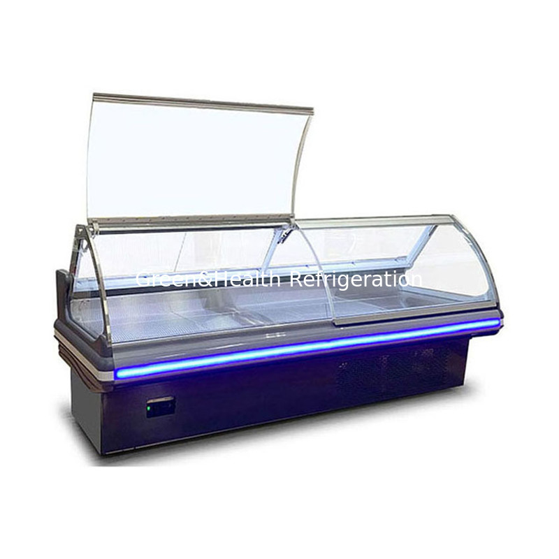 هيكل من الفولاذ المقاوم للصدأ التجاري مُجمد العرض التجاري مع زجاج رفع ونظام تبريد ديناميكي