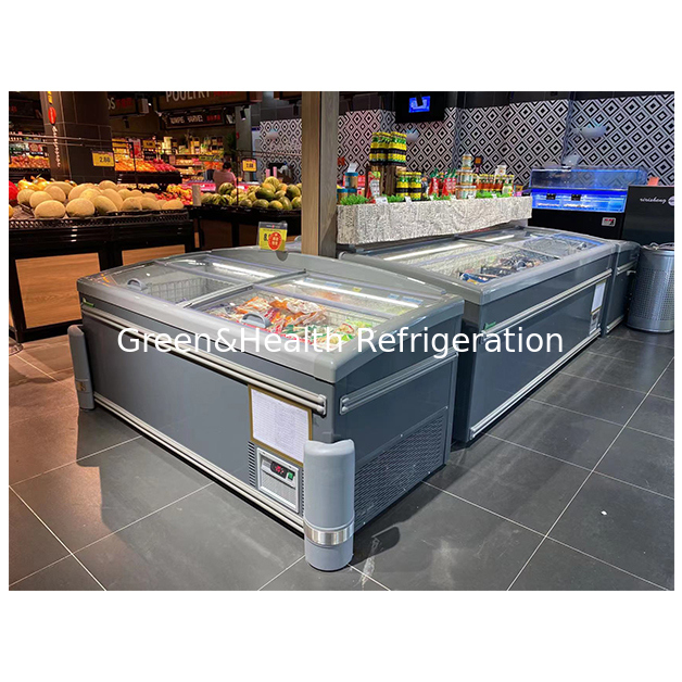 تستخدم محلات السوبر ماركت ثلاجات الجزيرة لتخزين الأطعمة المجمدة في درجات حرارة منخفضة