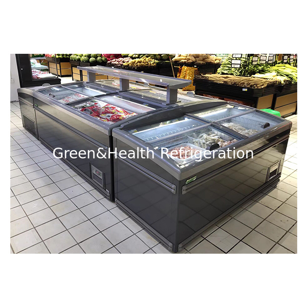 تستخدم محلات السوبر ماركت ثلاجات الجزيرة لتخزين الأطعمة المجمدة في درجات حرارة منخفضة