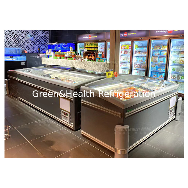 تستخدم محلات السوبر ماركت ثلاجات الجزيرة لتخزين الأطعمة المجمدة في درجات حرارة منخفضة