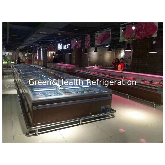 سوبر ماركت تجاري أفقي مجمد عرض تخزين جزيرة فريزر ثلاجة
