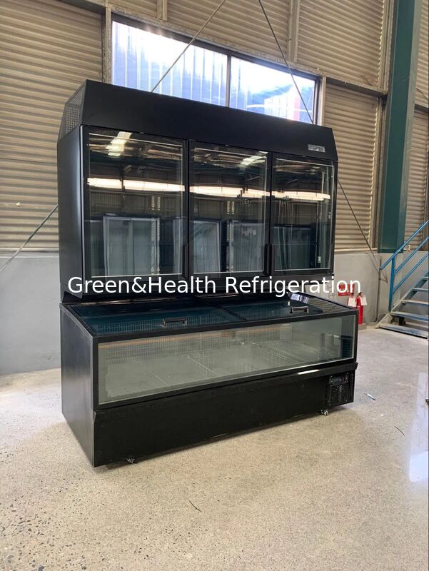 Commercial Combined Display Freezer Top Glass Door & Bottom Island Chest Freezer for Supermarket