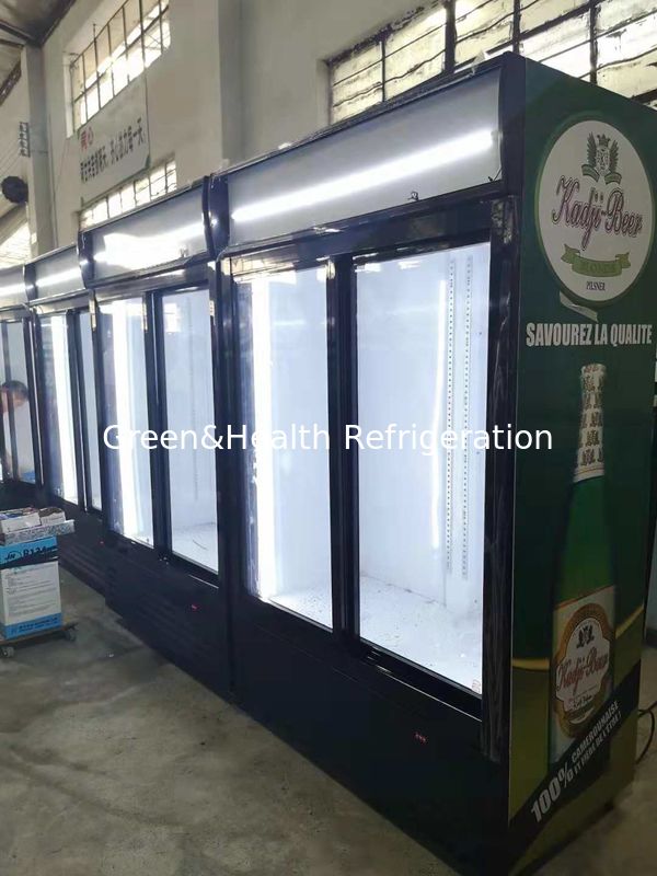 تستقيم التجارية الباردة المشروبات المشروبات برودة لمتجر بيع بالتجزئة مع زجاج الباب
