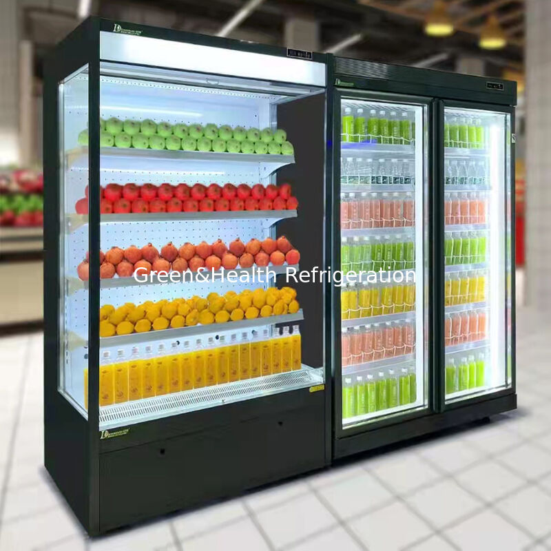 Open Chiller Display Refrigerator with 2~8°C Temperature Range and LED Light for Supermarkets