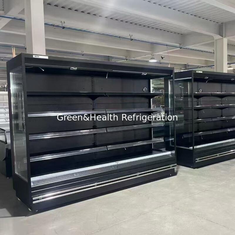 8ft Black Color Supermarket Multideck  Reach In Merchandiser Refrigerated Display Fridge Chiller