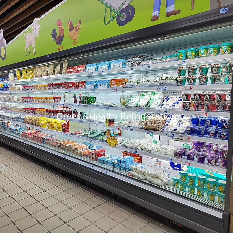 8ft Black Color Supermarket Multideck  Reach In Merchandiser Refrigerated Display Fridge Chiller