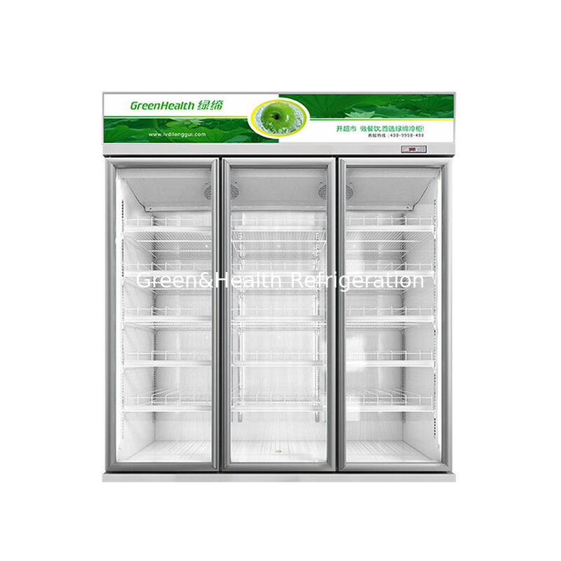 ثلاجة مشروبات غازية تجارية GreenHealth LG-1000W بثلاثة أبواب، وحدة علوية، 0-10 درجة مئوية