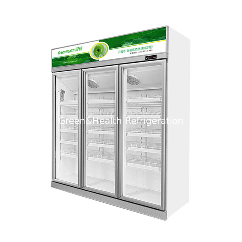 ثلاجة مشروبات غازية تجارية GreenHealth LG-1000W بثلاثة أبواب، وحدة علوية، 0-10 درجة مئوية