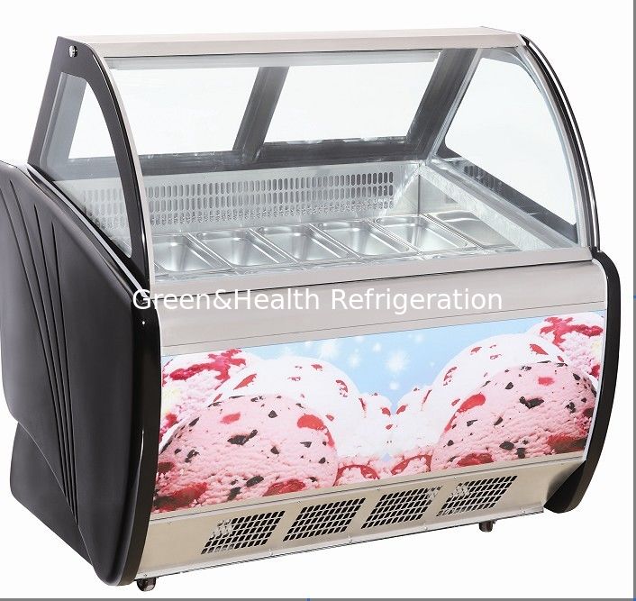 يحني زجاج 6 حاو ice قشدة مغرفة عرض مجلد خزانة مع T5/led ضوء