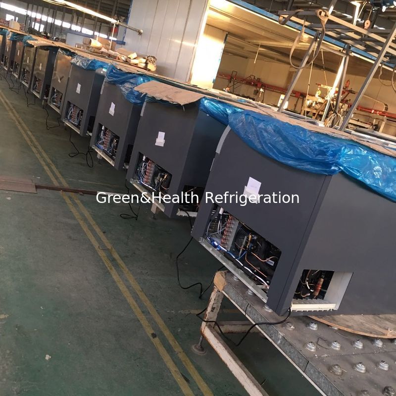 1.9m التجارية الجزيرة العرض الثلاجة مع الضوء LED و R404a المبرد 2100x890x890mm الصندوق الثلاجة
