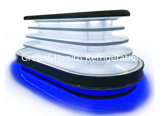 مبرد تجاري متعدد الطوابق للجزيرة المستديرة لخضروات الفاكهة في السوبر ماركت