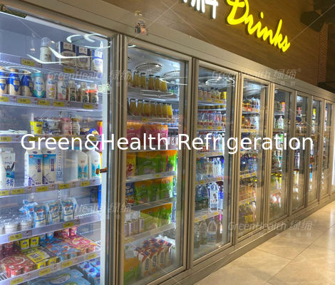 من المألوف سوبر ماركت زجاج الباب التجاري المشروبات ثلاجة البيرة برودة