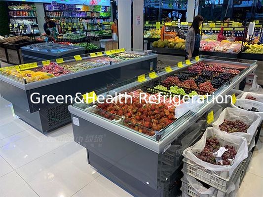 أعلى نوع مفتوح عرض مبرد تجاري أفقي للفواكه والخضروات