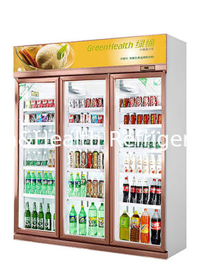 مبرد عرض المشروبات في السوبر ماركت مع باب زجاجي ذاتي الانتعاش