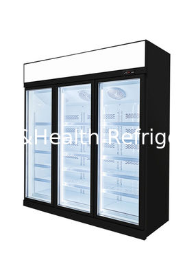 ثلاجة عرض زجاجية بباب ثلاثي عمودي تسخين هايبر ماركت 220 فولت 1450 لتر