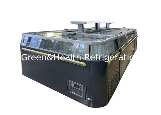 -18 ~ -22 سوبر ماركت تجاري جزيرة فريزر باب زجاجي منزلق جزيرة مجمدة مجمدة