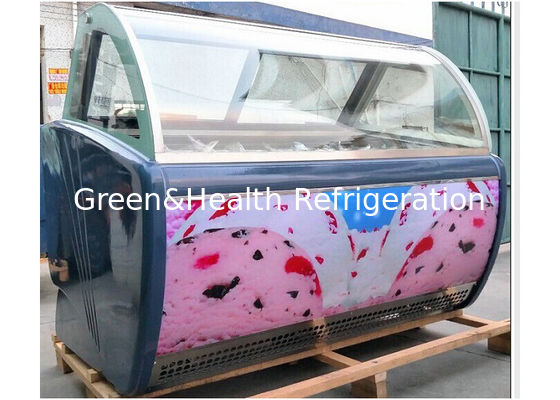 فريزر عرض الآيس كريم الجيلاتي التجاري 12 وعاء خالٍ من الصقيع