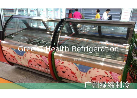 1880W 20 المقالي الآيس كريم عرض الفريزر الجليد عرض الثلاجة المصاصة