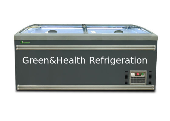 صندوق فاخر مجمد عميق زجاجي منحني الباب المنزلق على أعلى 1040L