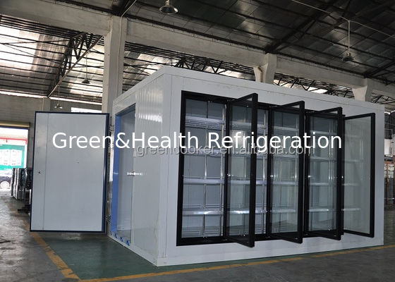 سوبر ماركت ثلاجة غرفة تخزين بارد مع باب زجاجي 8500L المشي في بارد الثلاجة