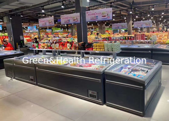 سوبر ماركت باب زجاجي صندوق التجميد الغذائي العرض البضائع الثلاجة 1040L