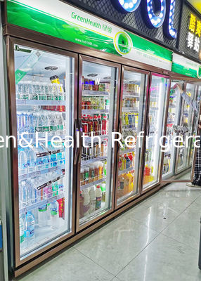 748L ثلاجة الباب الزجاجي مشروبات التبريد المعدات التبريد المروحة تبريد