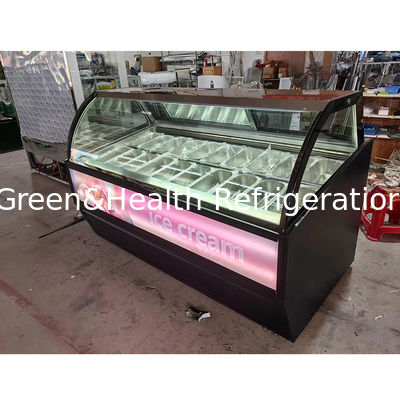 عرض Green Health 12 Pan Ice Cream Freezer لمتجر الوجبات الخفيفة CE Rohs