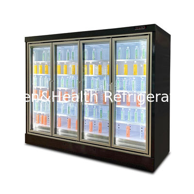 مروحة التبريد التلقائي الربيع الخلفي الباب الزجاجي الثلاجة القائمة