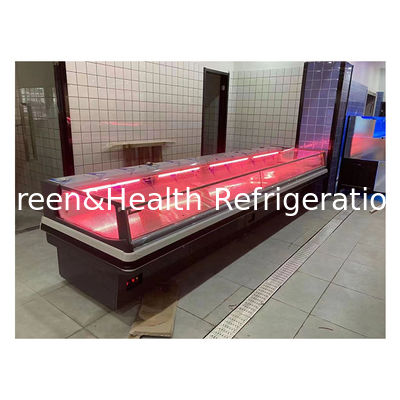 2.5 متر رمادي داكن أفقي النمط الأوروبي مخزن اللحوم الطازجة العرض السوبر ماركت مجمد اللحوم الطازجة