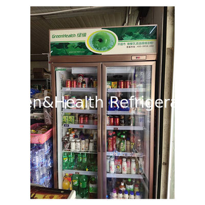 سوبر ماركت تجاري / متجر اثنين / ثلاثة أبواب زجاجية اقتصادية الثلاجة عرض الثلاجة